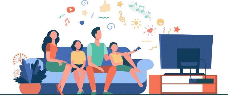 Family watching GUEKHD IPTV